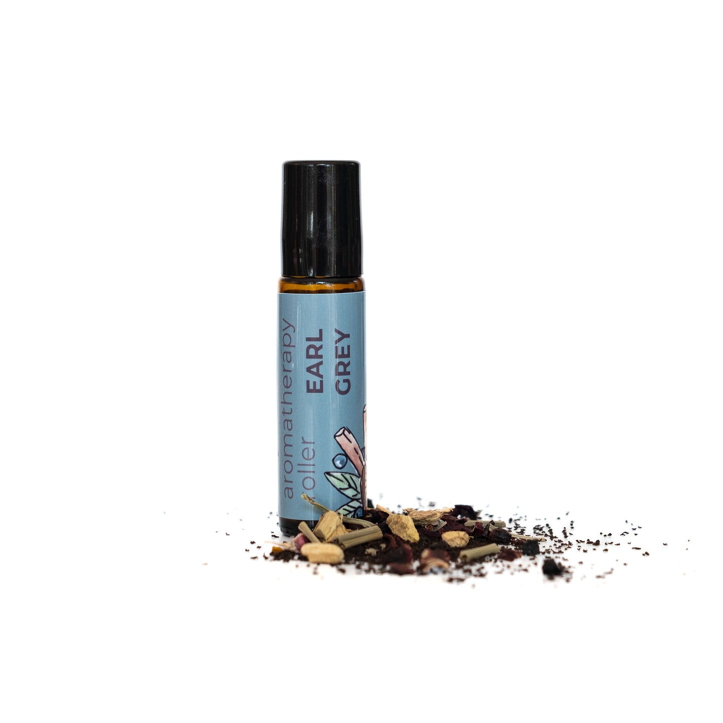 Travel sized Earl Grey scented aromatherapy roller for small moments of joy.